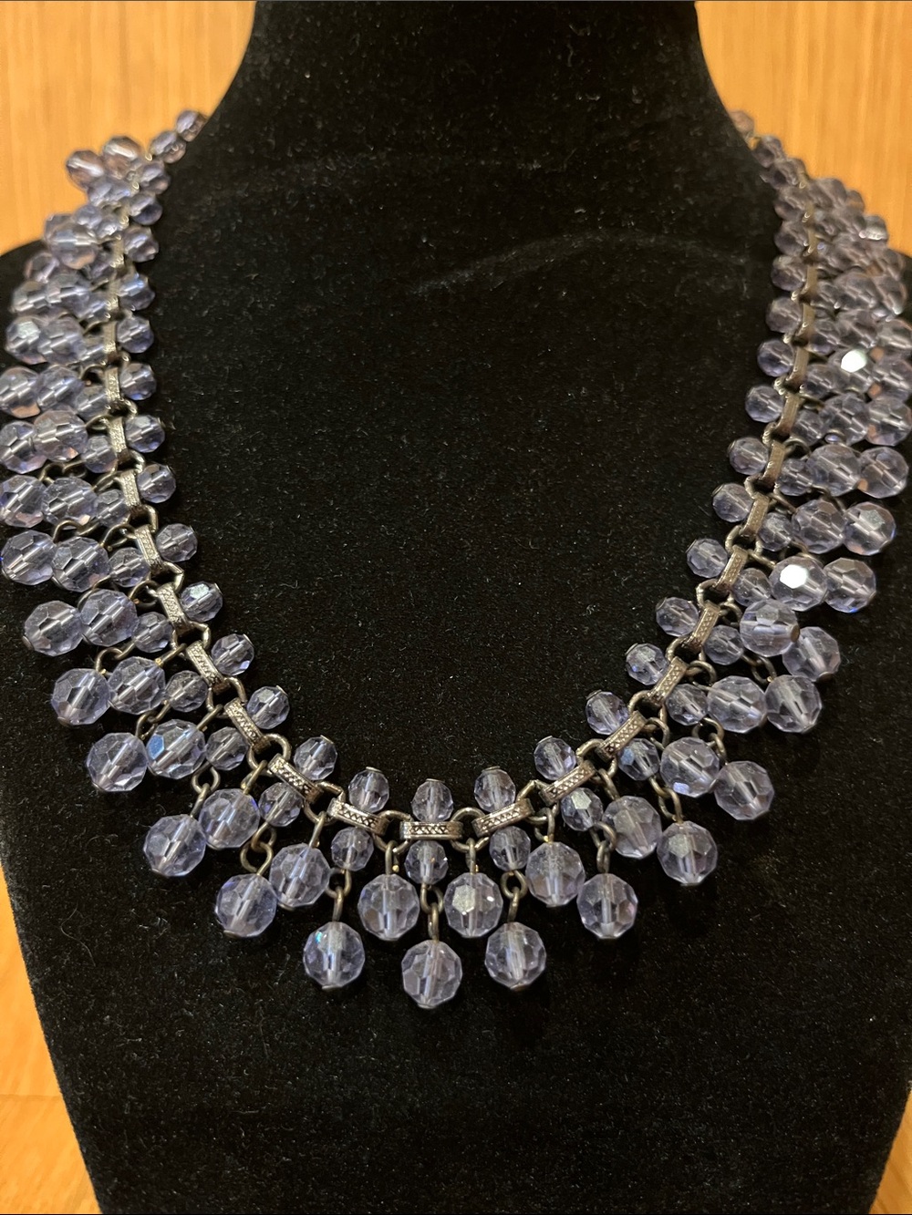Vintage Lavender Bead Fringe Necklace